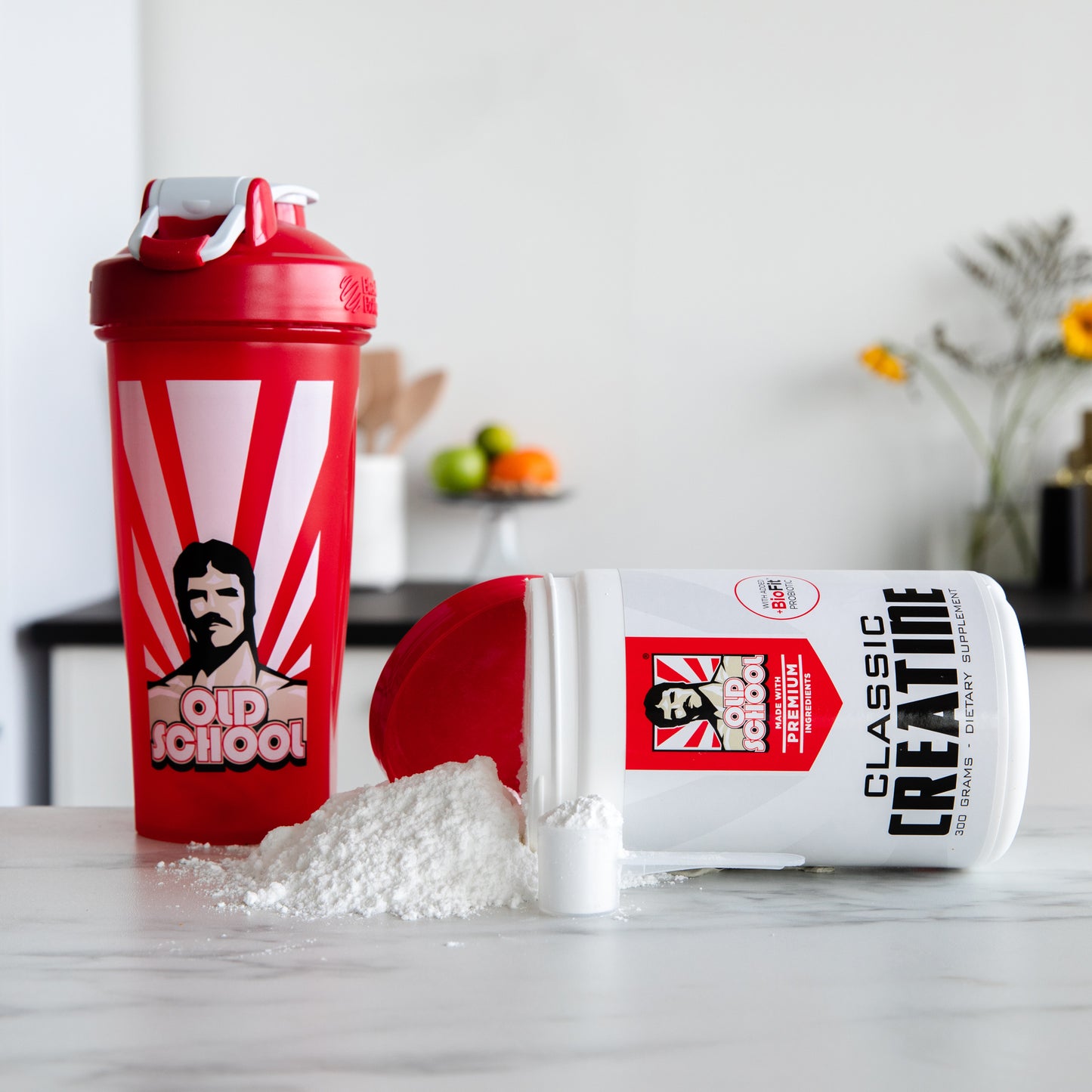 Open bottle on table