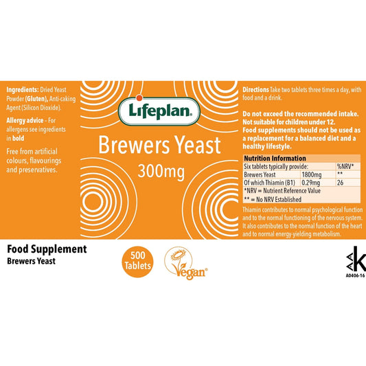 Lifeplan® Brewers Yeast 300mg Label