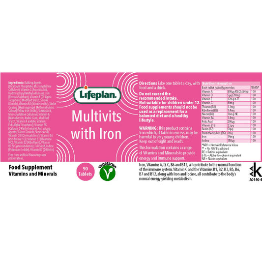 Lifeplan® Multivitamins With Iron Label