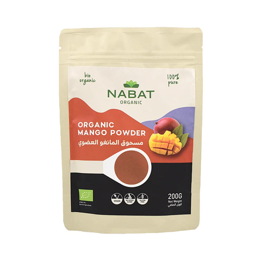 Nabat Organic Mango Powder packaging on a white background