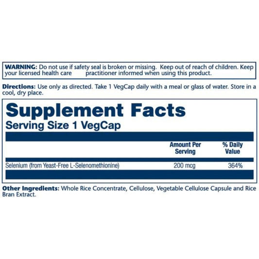 Solaray® Selenium supplement facts