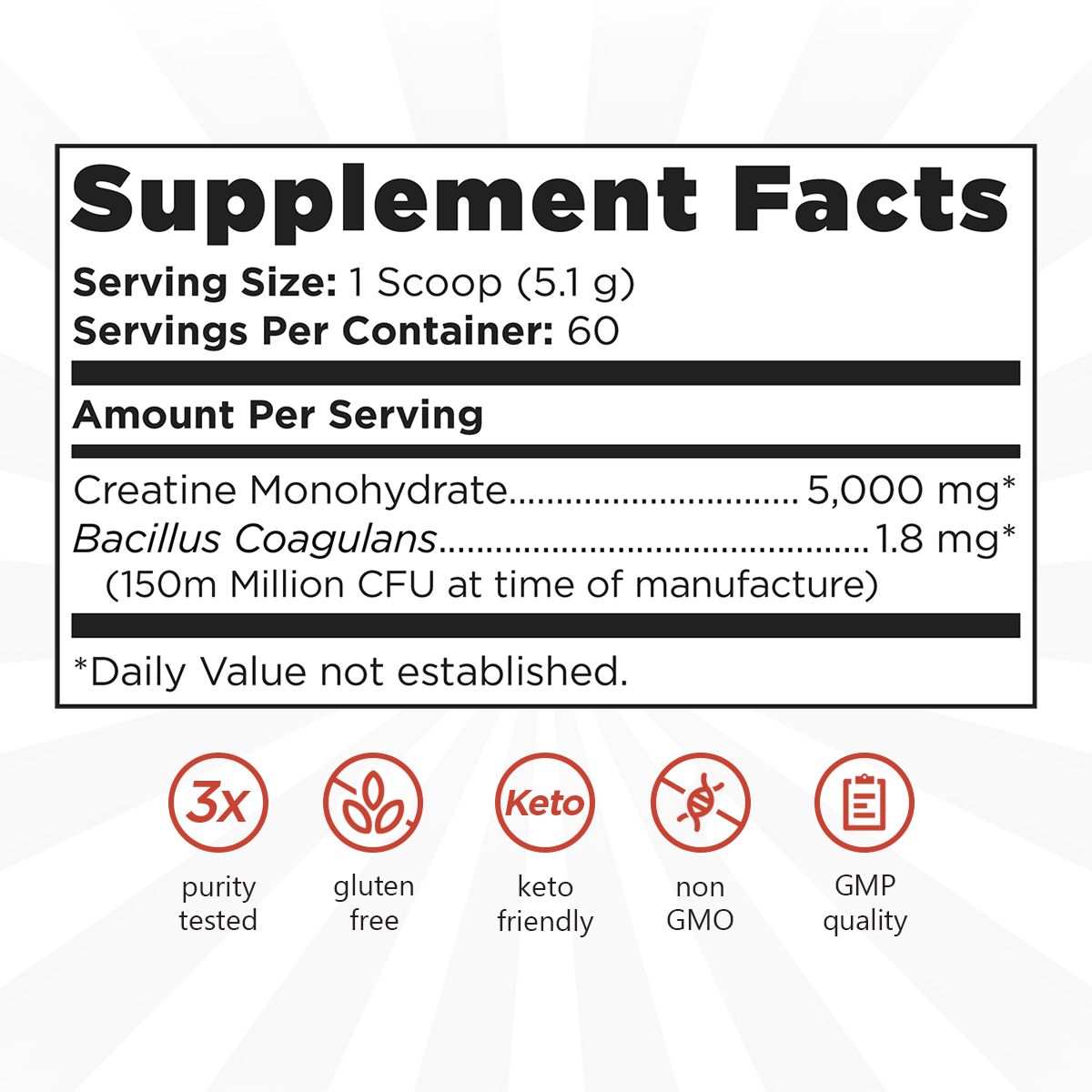 Classic Creatine Supplement Facts