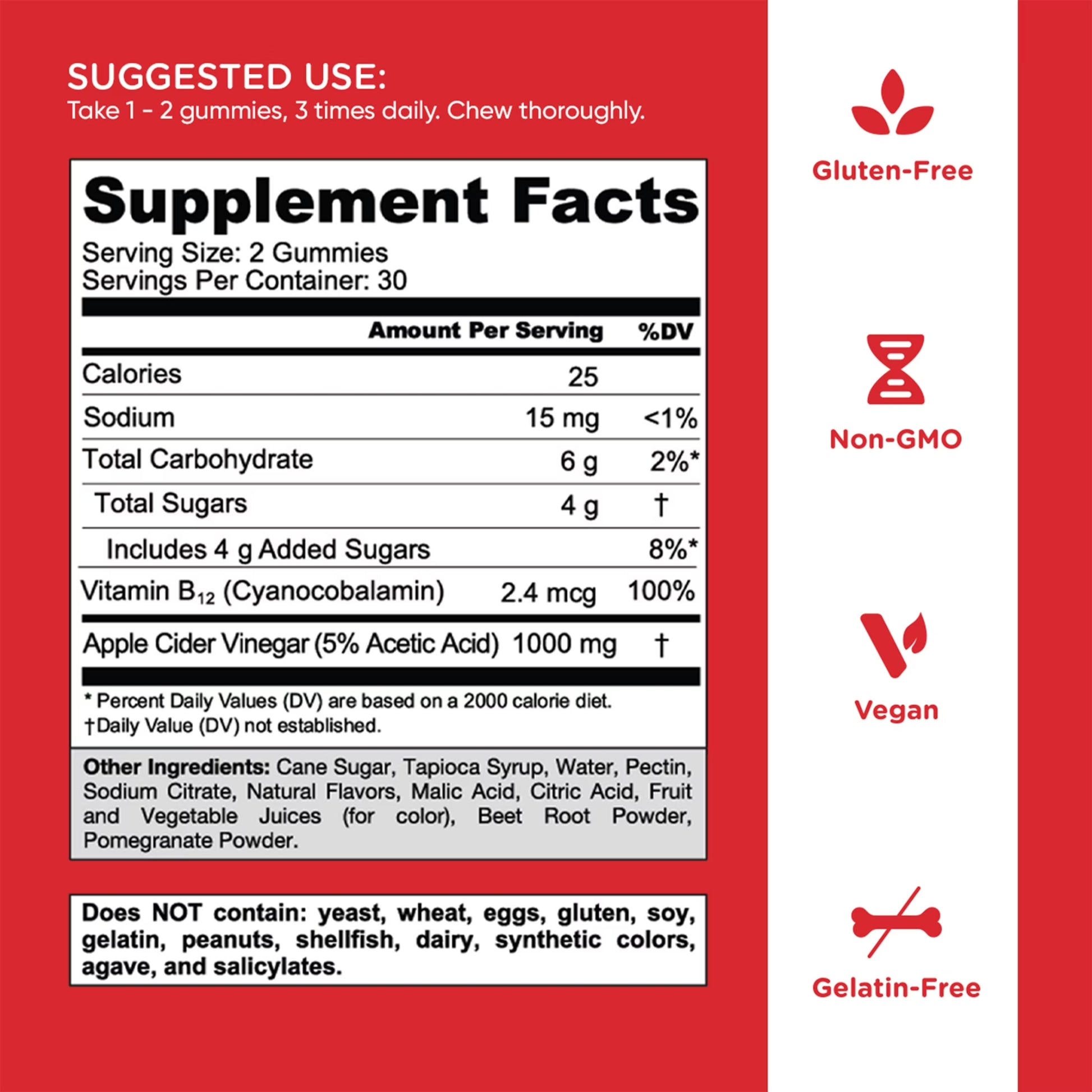 Goli® Apple Cider Vinegar Gummies Supplement Facts