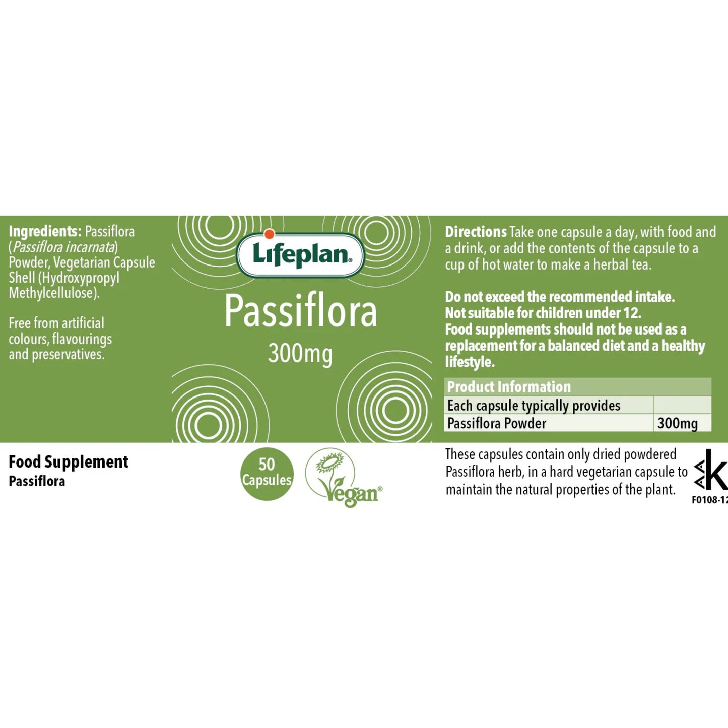 Lifeplan® Passiflora 230mg Label