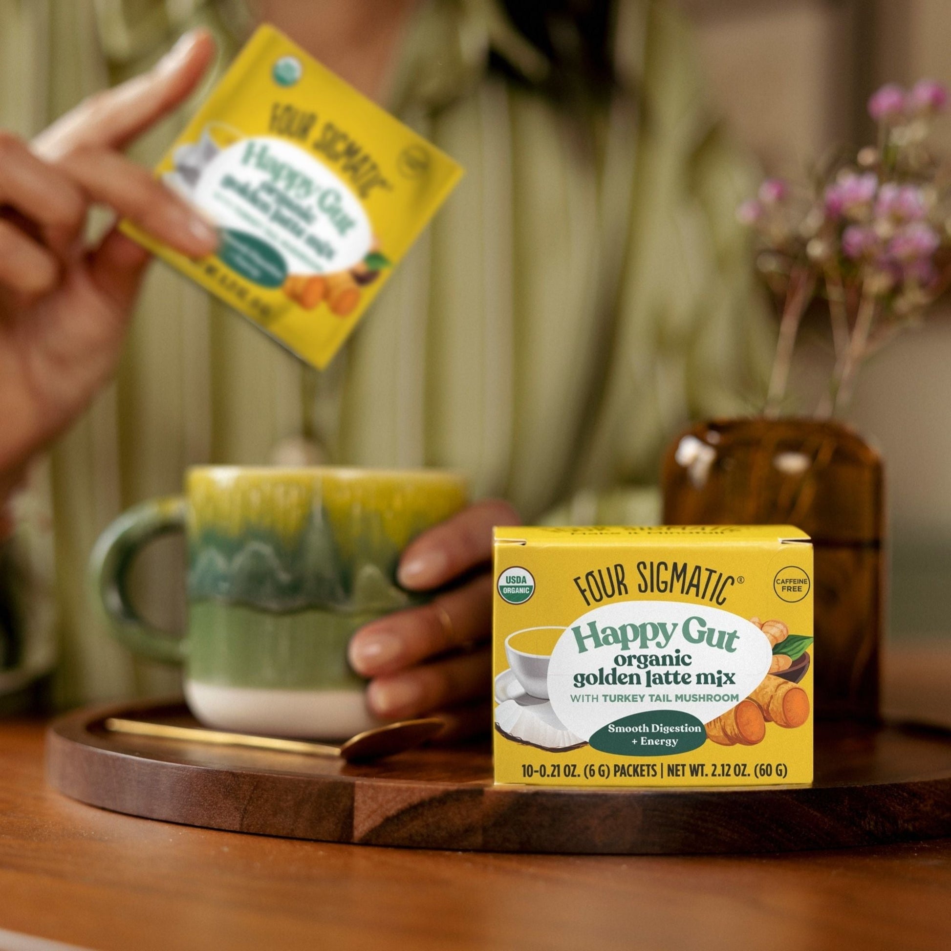Four Sigmatic Happy Gut Organic Golden Latte Mix Lifestyle Image
