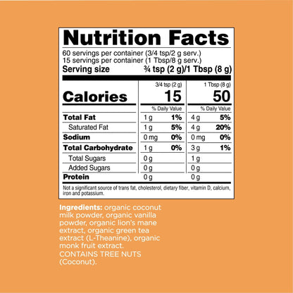 Four Sigmatic Think Organic Vanilla Coconut Creamer Nutrition Facts