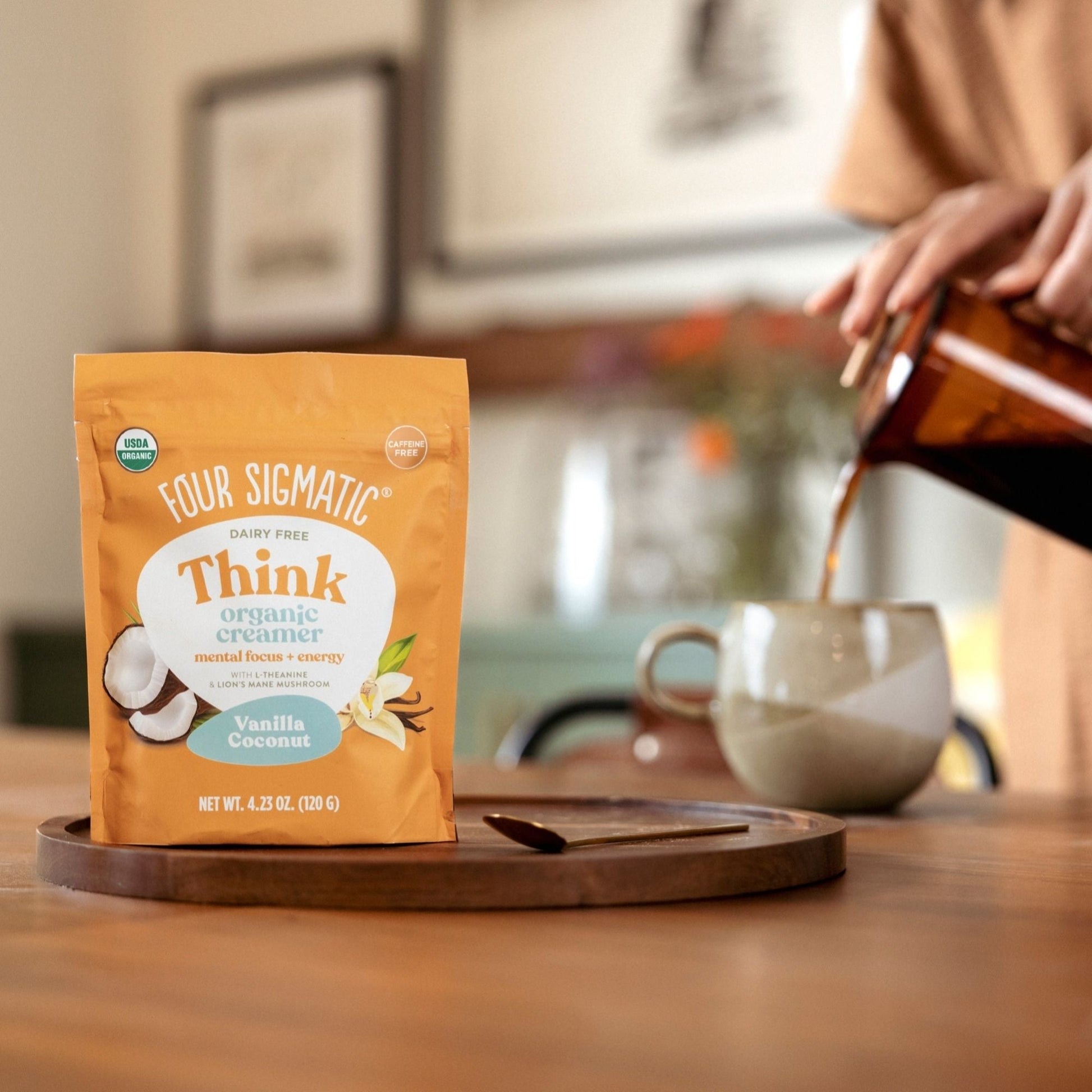 Four Sigmatic Think Organic Vanilla Coconut Creamer Lifestyle Image